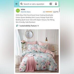 King duvet set - Blue & pink floral